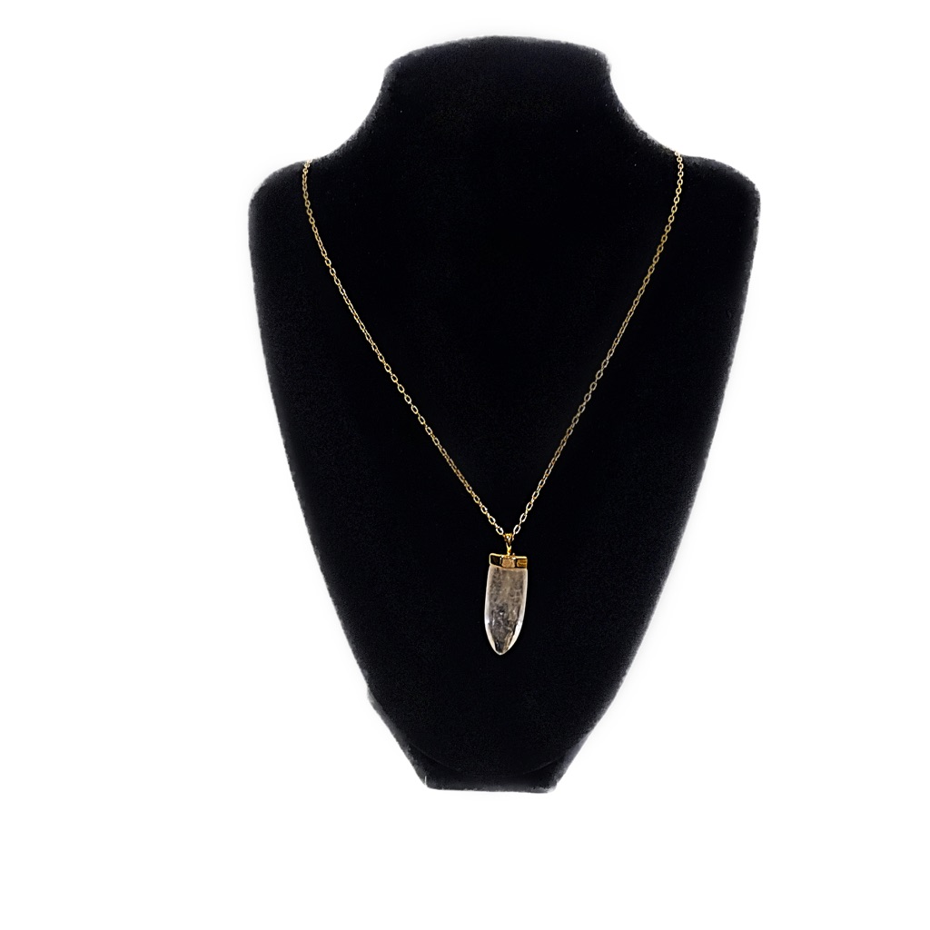 Stella And Dot Quartz Crystal Pendant And Gold Tone Necklace 45$